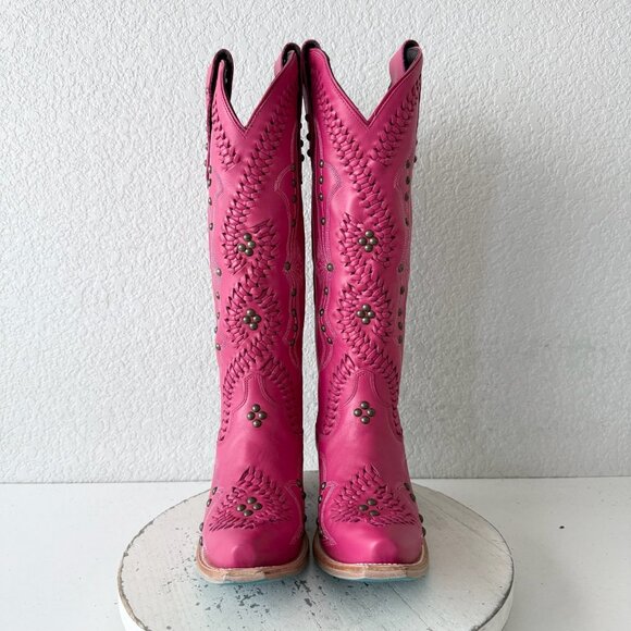 Lane COSSETTE Hot Pink Cowboy Boots Western Cowgirl Tall Snip Toe Womens Size 7 - Picture 5 of 11